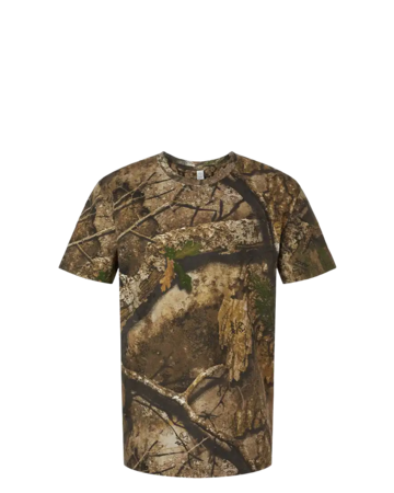 Model wearing a 3980 Code V Realtree Camouflage Short Sleeve T-Shirt