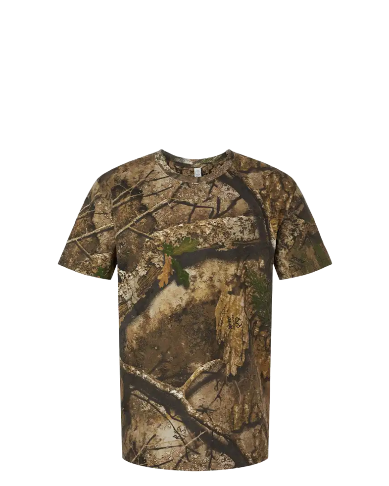 Image of a model wearing a 3980 Code V Realtree Camouflage Short Sleeve T-Shirt 