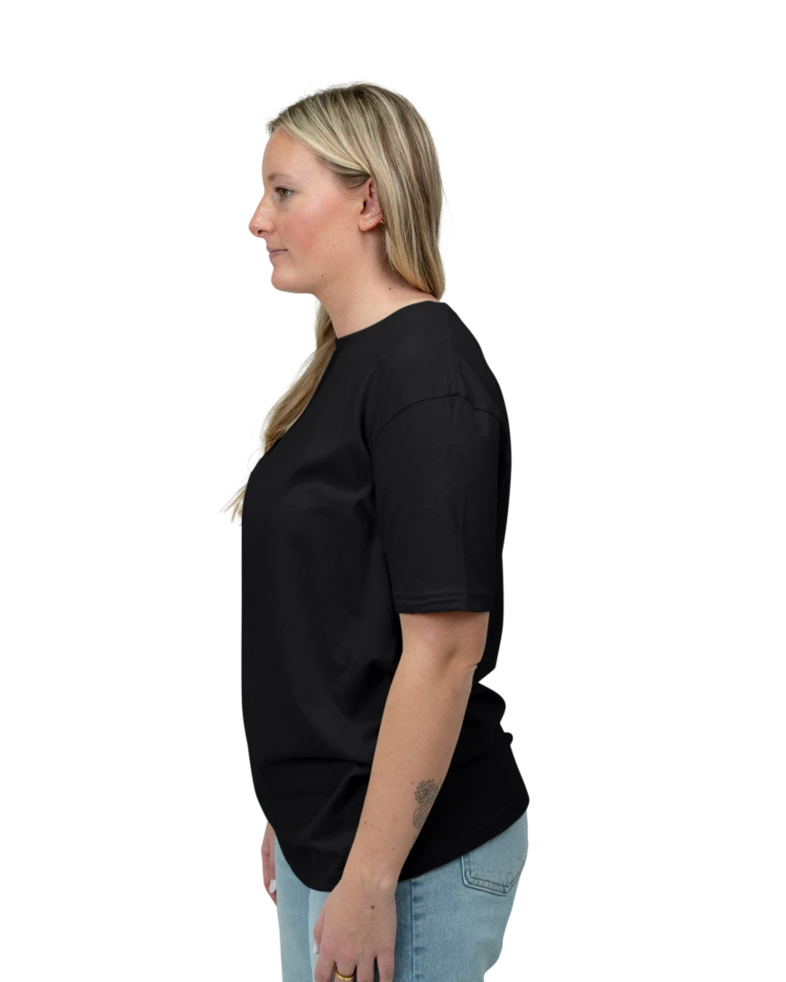 Image of a model wearing a NL6210 Next Level Unisex CVC Crew Tee