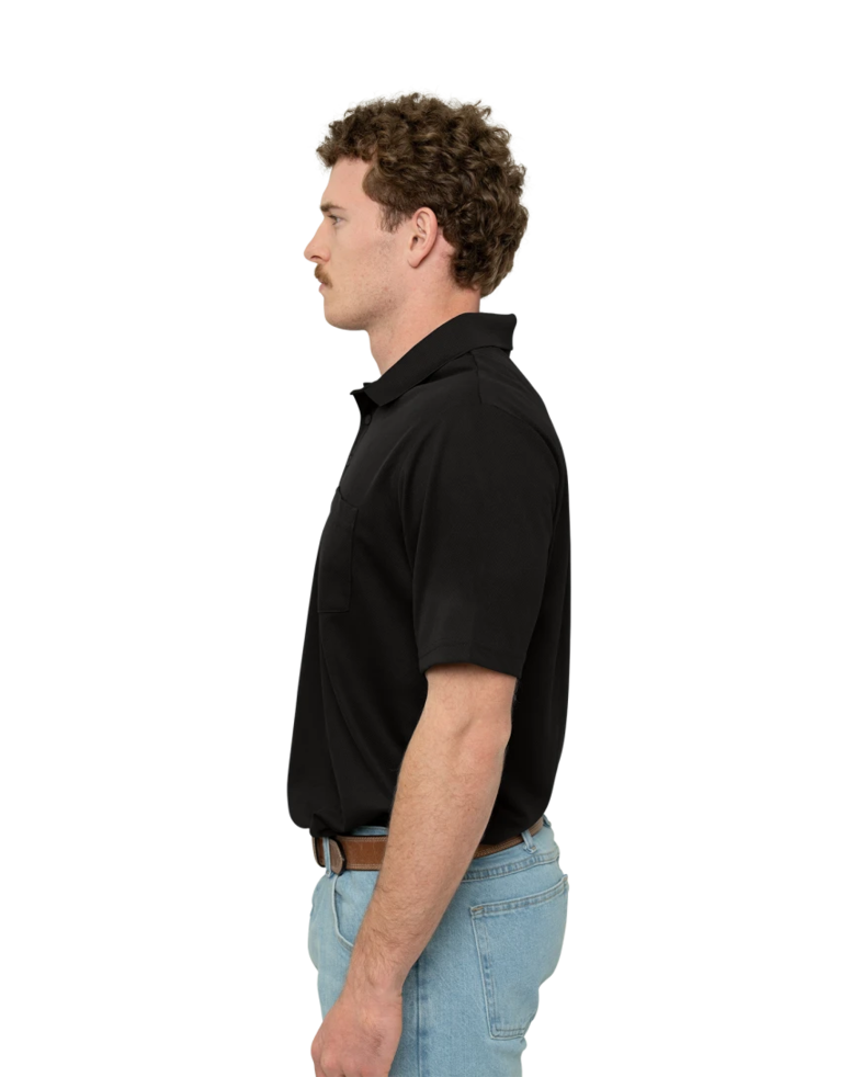 Image of a model wearing a ST640P Sport-Tek PosiCharge RacerMesh Pocket Polo