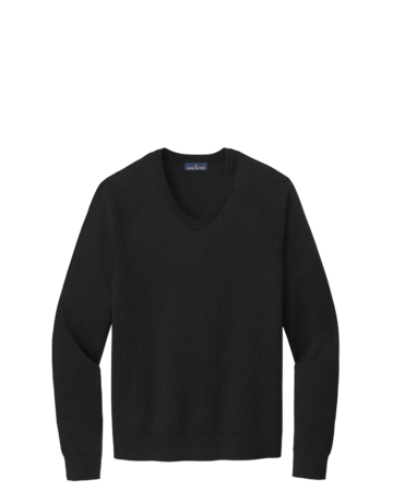Model wearing a BB18400 Brooks Brothers® Cotton Stretch V-Neck Sweater