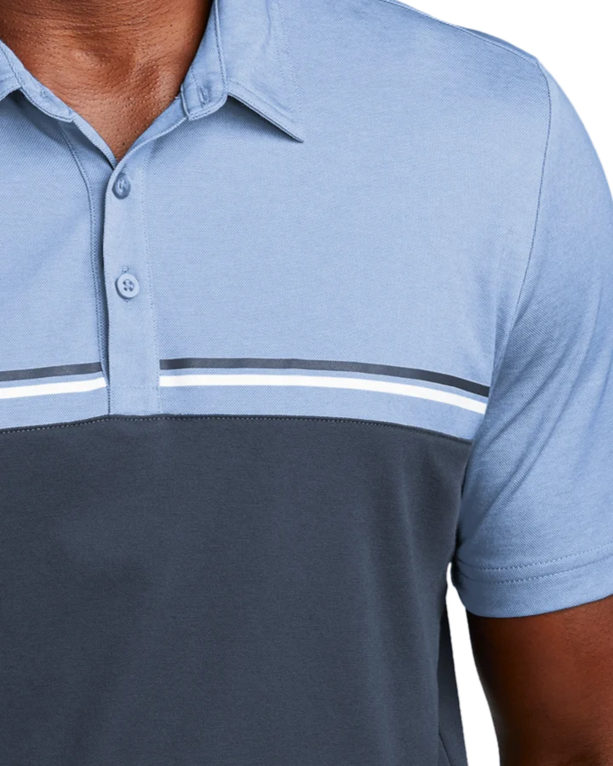 Closeup of a TM1MY401 TravisMathew Sunset Blocked Polo