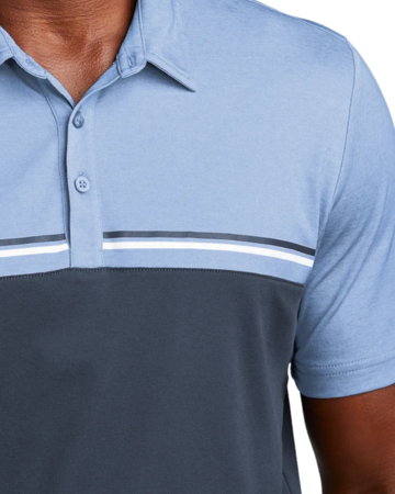 Closeup of a TM1MY401 TravisMathew Sunset Blocked Polo