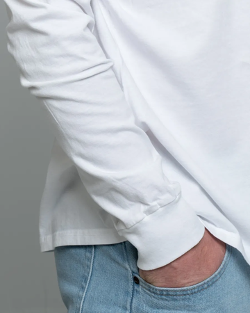 Closeup of a PC099LS Port & Company Pigment-Dyed Long Sleeve Tee