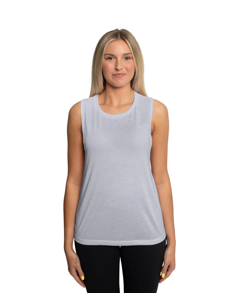 Image of a model wearing a 8803 Bella + Canvas Women's Flowy Muscle Tank