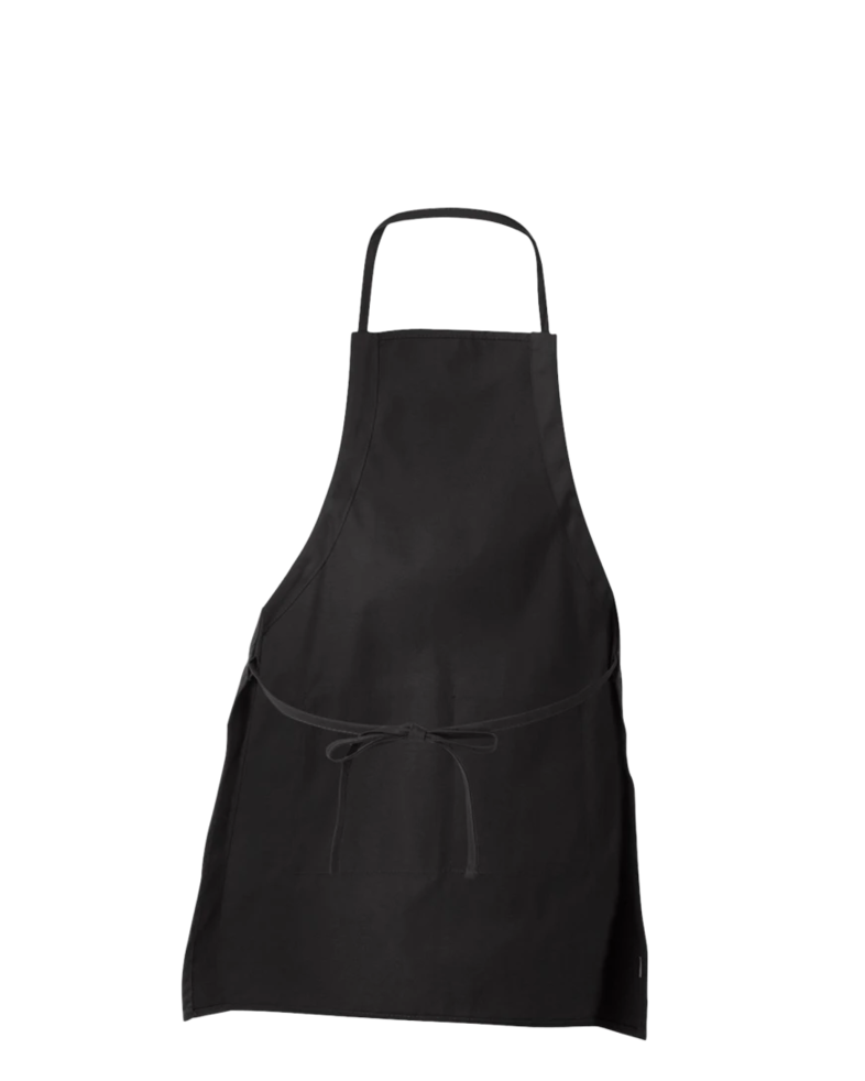 Image of a model wearing a 5502 Liberty Bags Adjustable Neck Loop Full-Length Apron with Pockets