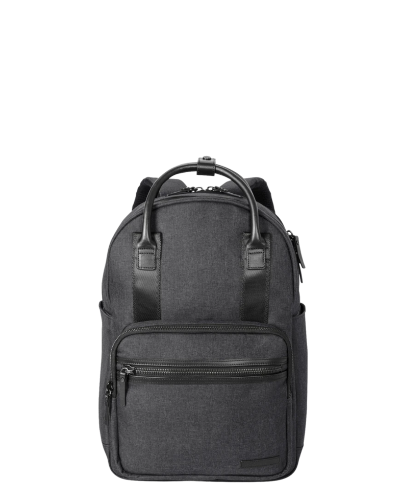 Image of a model wearing a BB18821 Brooks Brothers® Grant Dual-Handle Backpack