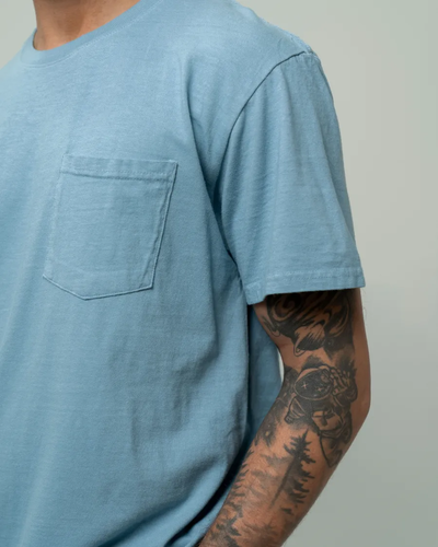 Closeup of a PC099P Port & Company Pigment-Dyed Pocket Tee