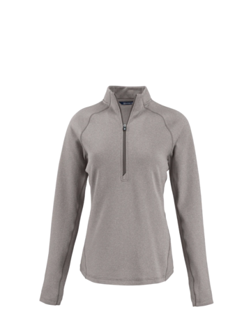 Model wearing a LCK00182 Cutter & Buck Peshastin Eco Fleece Recycled Womens Half Zip Pullover