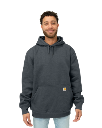 Model wearing a CT100615 Carhartt Rain Defender Paxton Heavyweight Hooded Sweatshirt
