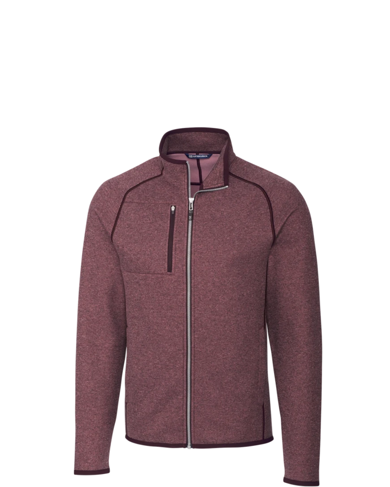 Image of a model wearing a MCO00050 Cutter & Buck Mainsail Sweater-Knit Mens Full Zip Jacket
