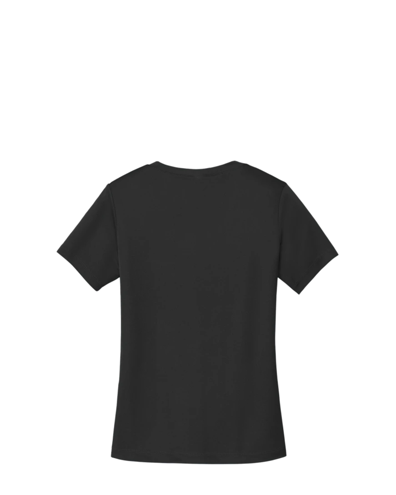 Image of a model wearing a LST353 Sport-Tek Ladies Vneck short sleeve PosiCharge Competitor