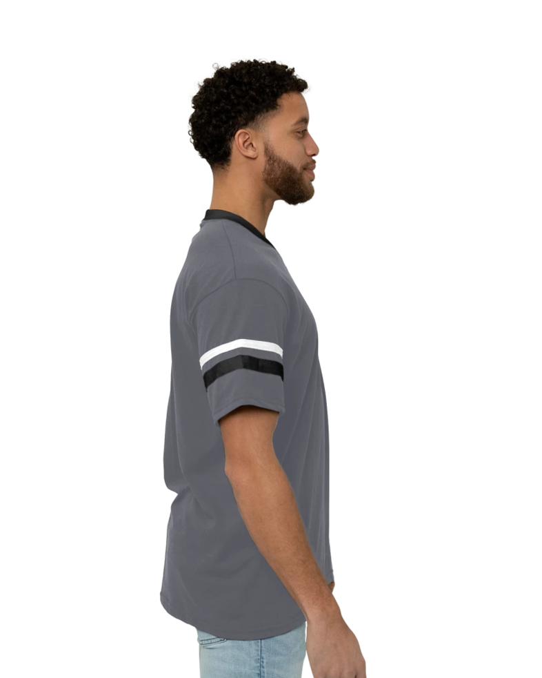 Image of a model wearing a 360 Augusta Double Sleeve Stripe Jersey