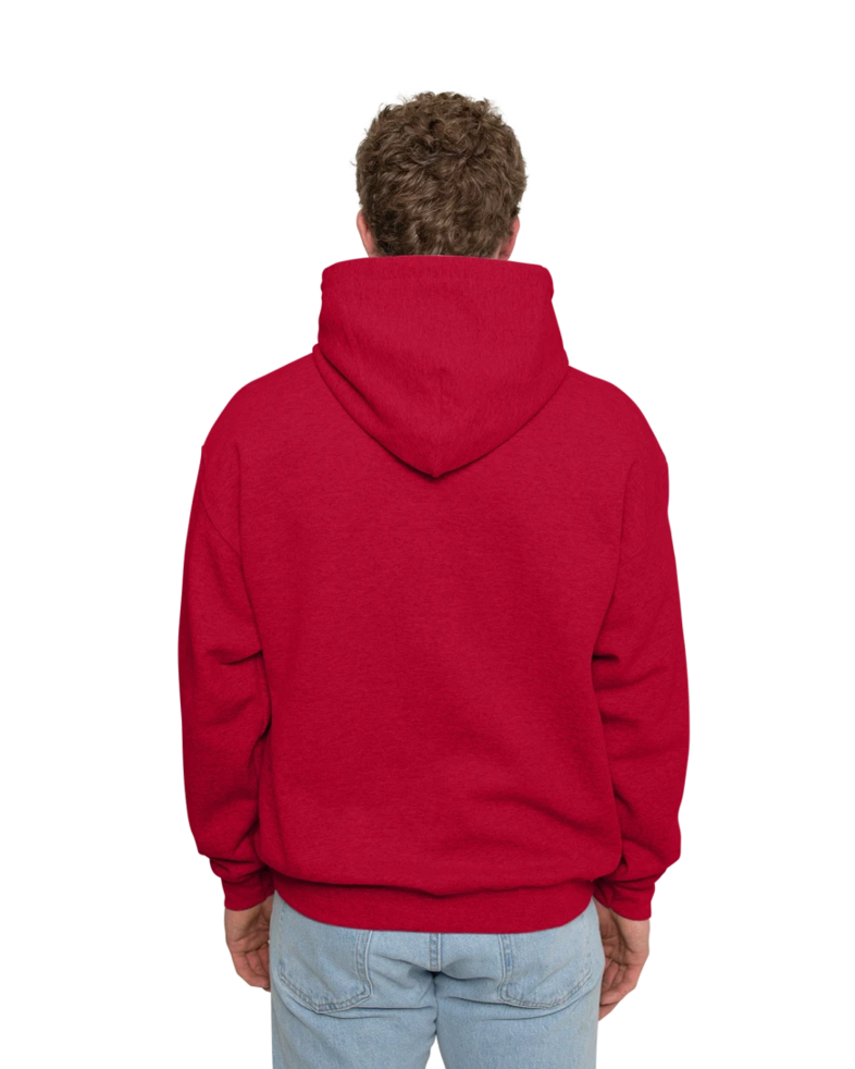 Image of a model wearing a 18500 Gildan Blend Pullover Hooded Sweatshirt