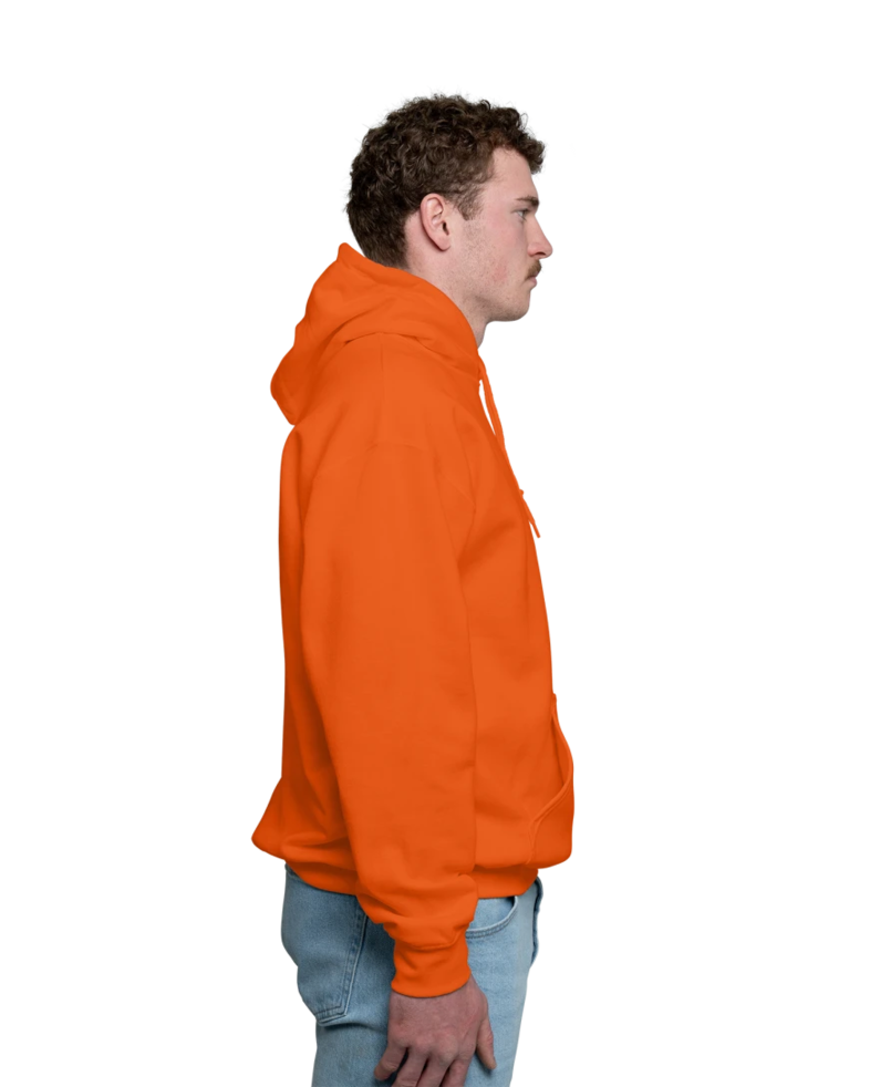 Image of a model wearing a 18500 Gildan Blend Pullover Hooded Sweatshirt