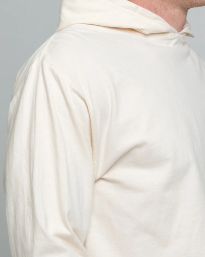 Closeup of a GDH280 ComfortWash by Hanes Garment-Dyed Jersey Hooded Long Sleeve T-Shirt