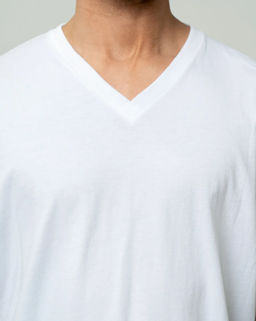 Closeup of a 3005 Bella + Canvas Unisex Jersey Short-Sleeve V-Neck T-Shirt