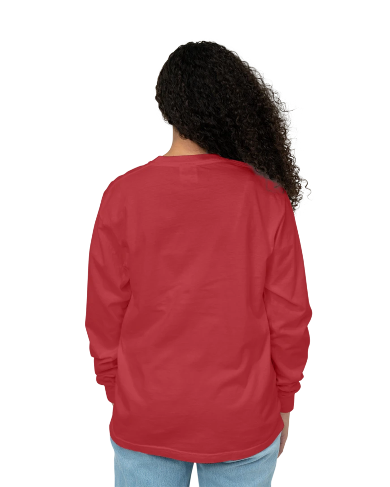 Image of a model wearing a CC4410 Comfort Colors Long Sleeve Pocket T-shirt