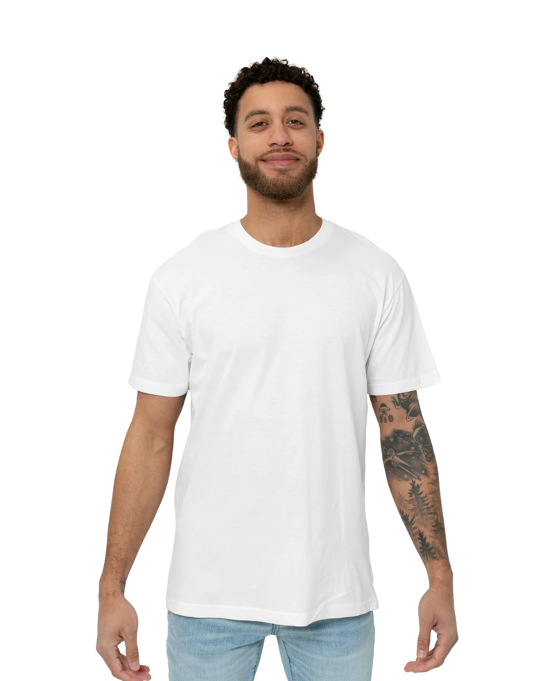 Image of a model wearing a 2001 American Apparel Fine Jersey Tee