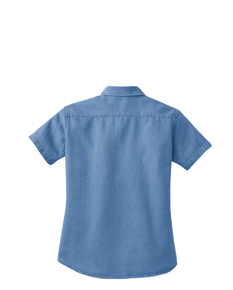 Image of a model wearing a LSP11 Port & Company Ladies Short Sleeve Value Denim