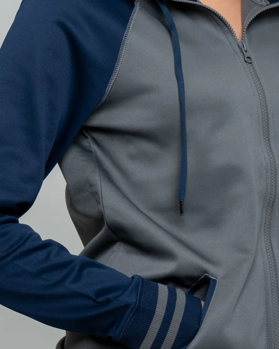 Closeup of a LST236 Sport-Tek Ladies Sport-Wick Varsity Fleece Full-Zip Hooded Jacket