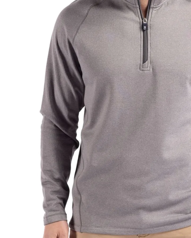 Closeup of a MCK01325 Cutter & Buck Peshastin Eco Fleece Recycled Mens Half Zip Pullover