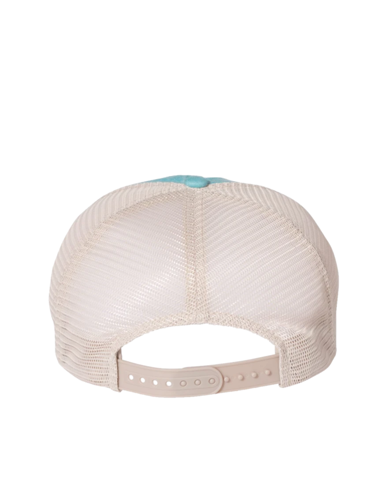 Image of a model wearing a SP510 Sportsman Pigment-Dyed Trucker Cap