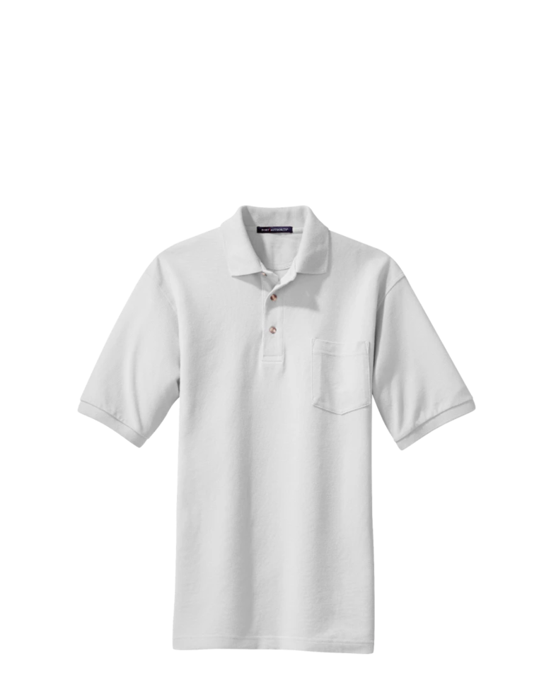 Image of a model wearing a K420P Port Authority Pique Knit Sport Shirt with Pocket