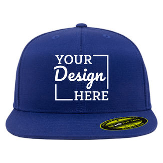 Custom Hats:  6210 Flexfit Premium Flat Bill Fitted Cap