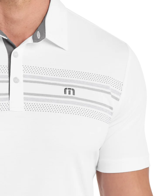 Closeup of a TM1MW450 TravisMathew Monterey Chest Stripe Polo