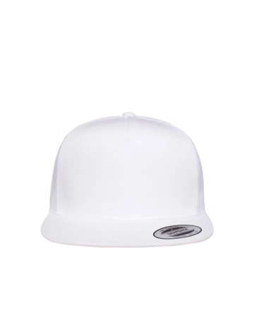 Model wearing a 6006 YP Classics Five-Panel Classic Trucker Cap