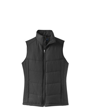 Model wearing a L709 Port Authority Ladies Puffy Vest