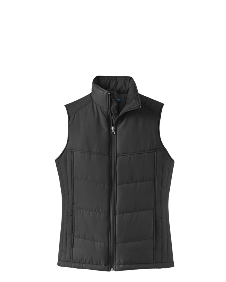 Image of a model wearing a L709 Port Authority Ladies Puffy Vest