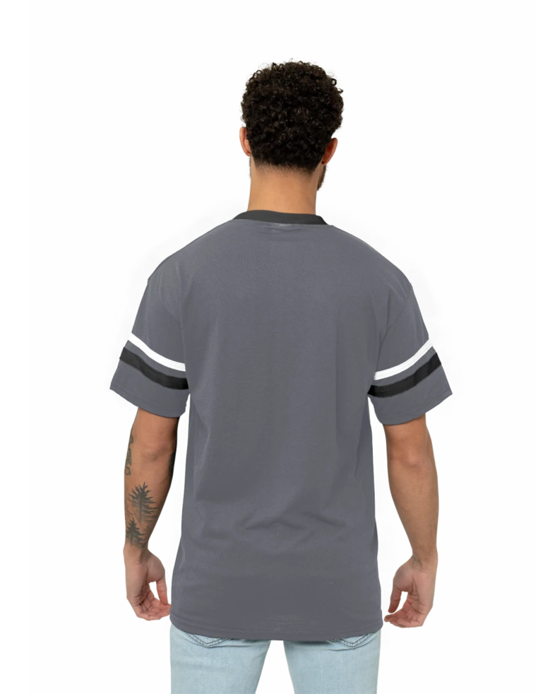Image of a model wearing a 360 Augusta Double Sleeve Stripe Jersey