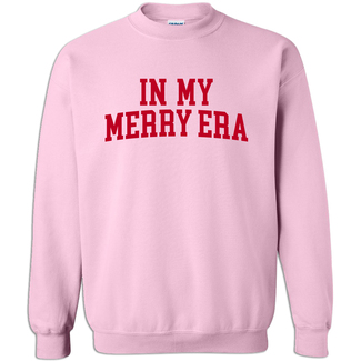 Merry Era:  In My Merry Era Light Pink Crewneck Sweatshirt