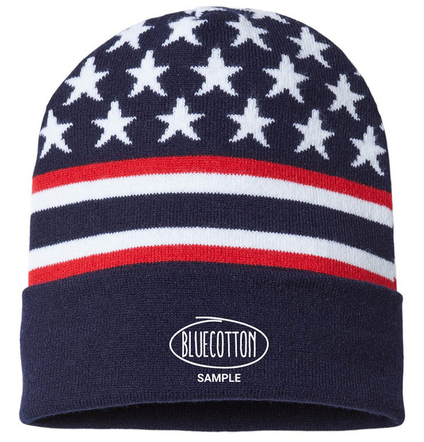RK12 CAP AMERICA USA-Made Patriotic Cuffed Beanie