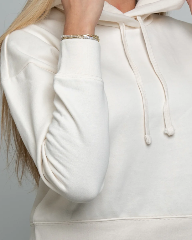 Closeup of a DT6101 District® Women’s V.I.T.™ Fleece Hoodie