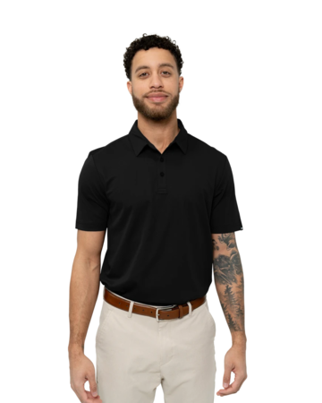 Model wearing a TM1MU411 TravisMathew Oceanside Solid Polo