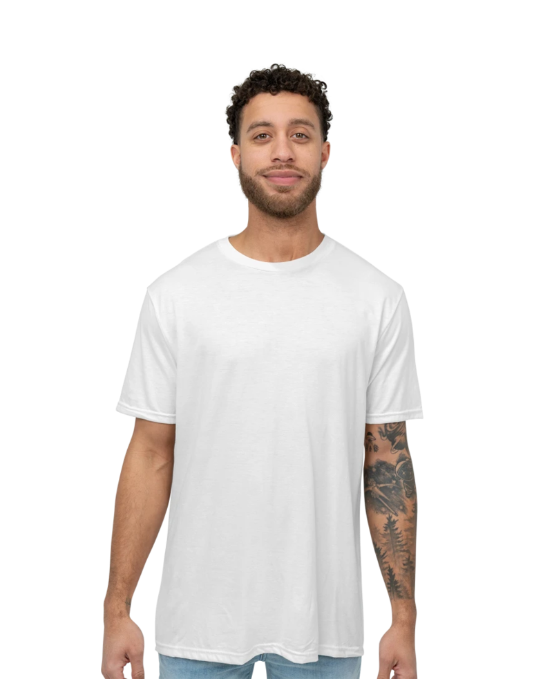 Image of a model wearing a DM130 District Unisex Perfect Tri-Blend Crew Tee