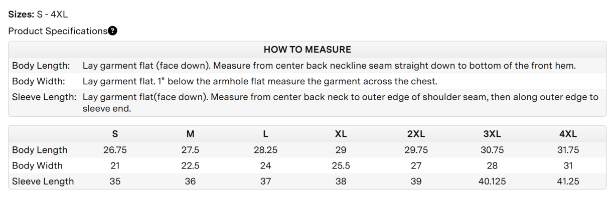 Size chart for a N17176 Nautica Anchor Fleece Quarter-Zip Sweatshirt