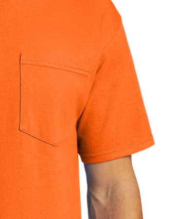Closeup of a PC61P Port & Company Essential Tee with Pocket