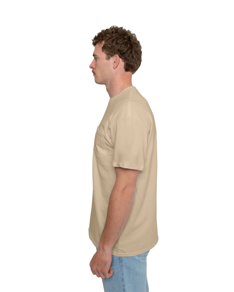 Image of a model wearing a 2300 Gildan Ultra Cotton Pocket Tee