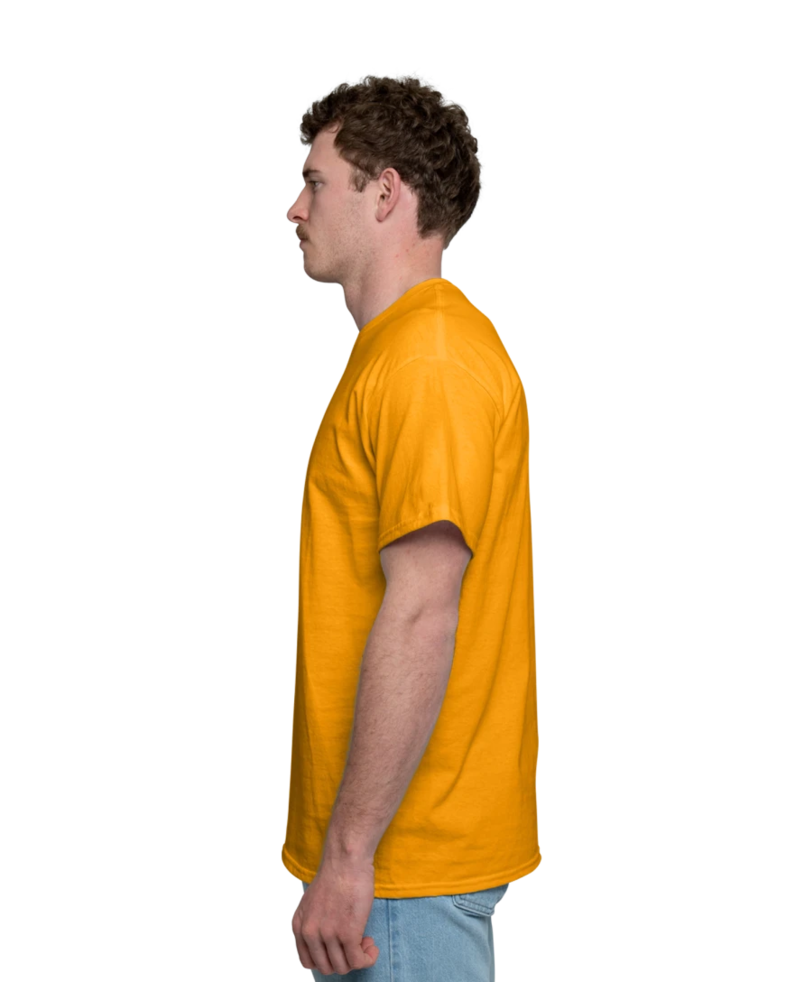 Image of a model wearing a 8000 Gildan DryBlend 50/50 Tee