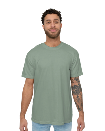 Model wearing a CC1717 Comfort Colors Pigment Dyed Short Sleeve Shirt