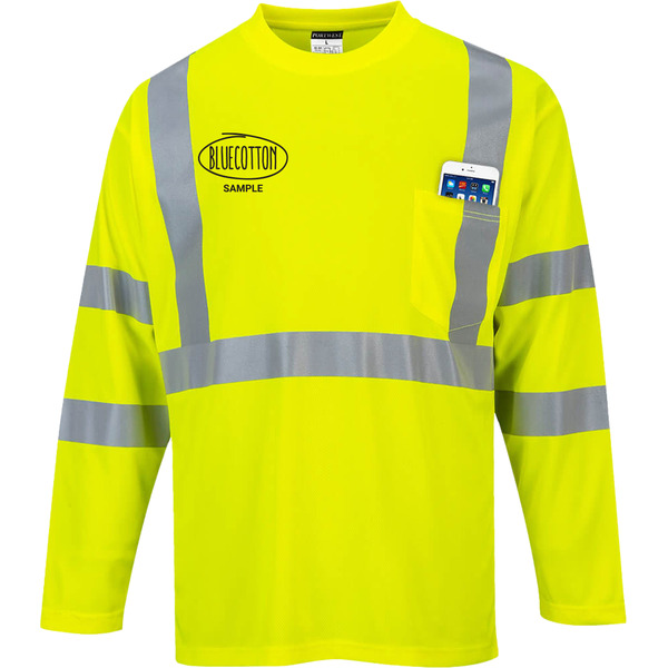 S191 Portwest Hi-Vis Long Sleeve Pocket T-Shirt