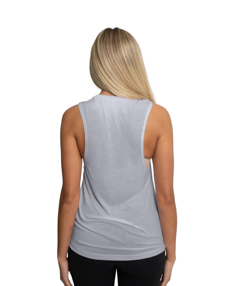 Image of a model wearing a 8803 Bella + Canvas Women's Flowy Muscle Tank