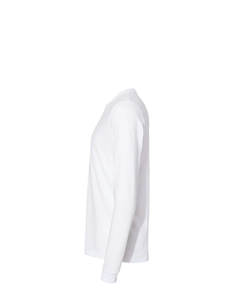 Image of a model wearing a 6411 Next Level Unisex Sueded Long Sleeve T-Shirt