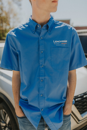 Customer wearing a S508 Port Authority Short Sleeve Easy Care Shirt