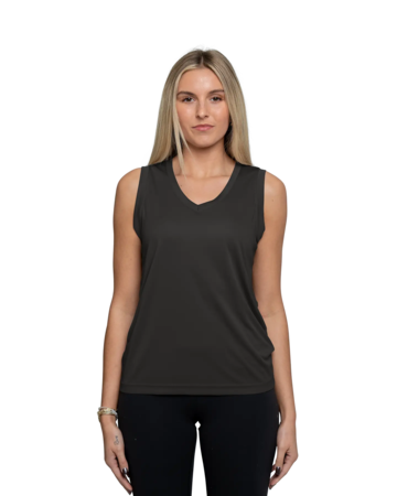 Model wearing a LST352 Sport-Tek Ladies Sleeveless PosiCharge Competitor V-Neck Tee
