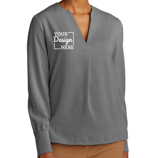 Custom Business Apparel:  BB18009 Brooks Brothers® Women’s Open-Neck Satin Blouse